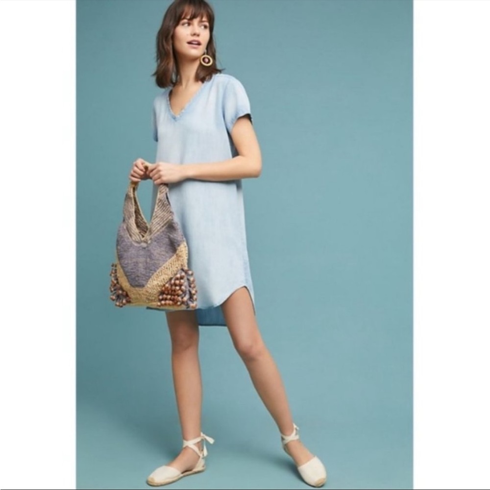 Cloth & Stone Short-Sleeve Chambray Dress (S)